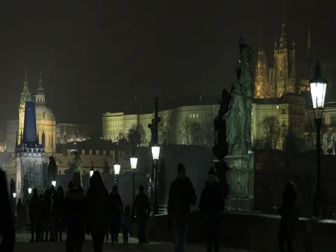 Timelapse Charles Bridge Old Town Prague Stock Footage 74198542