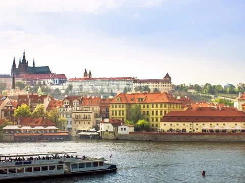 Timelapse from Charles Bridge.  Prague, Czech Republic Stock Footage 76188652
