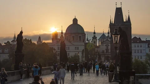 Timelapse Of Charles Bridge In Prague Stock-Footage 123091650