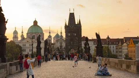 Timelapse Of Charles Bridge In Prague Stock-Footage 123093057
