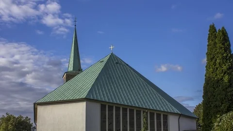 Timelapse of a chatolic church in Germany Stock Footage 73497686