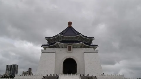 Timelapse of Chiang Kai-shek Memorial Hall in cloudy day, Taipei, Taiwan - 4k Stock Footage 294690158