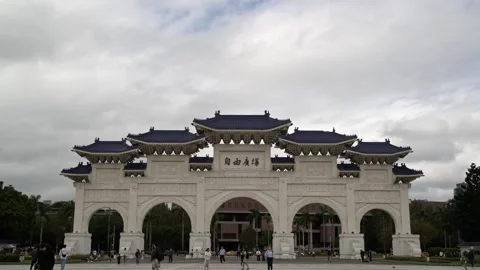 Timelapse of Chiang Kai-shek Memorial Hall in sunny day, Taipei, Taiwan - 4k Stock Footage 294690163