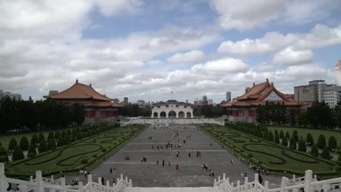 Timelapse of Chiang Kai-shek Memorial Hall in sunny day, Taipei, Taiwan - 4k Stock Footage 294690164