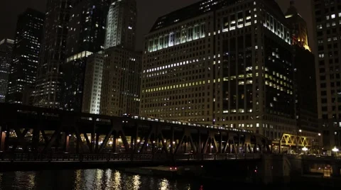 Timelapse of the Chicago River at night Stock Footage 51363787