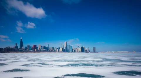 Timelapse of the Chicago skyline as seen from the Adler Planetarium Stock-Footage 49772498