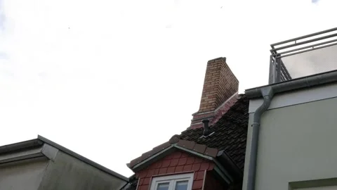 Timelapse of a Chimney and a typical German building with copy space Stock Footage 263213188