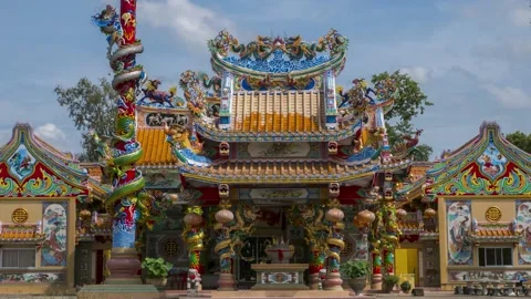 Timelapse of chinese temple with cloud and sky Stock Footage 160560175