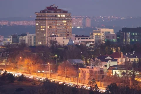 Timelapse of  Chisinau view in the night Stock Footage 232871455