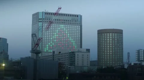 Timelapse Christmas Tree - illumination on Building with Crane - HD and 4K Stock Footage 44235554