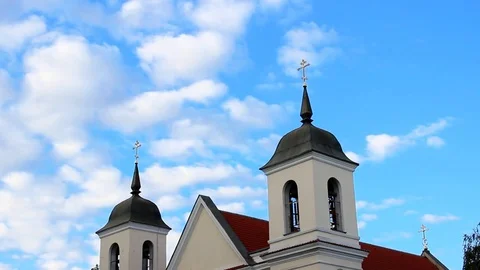 Timelapse with church and moving clouds. 스톡 동영상 79176591