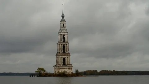 Timelapse. Church on the Volga Stock Footage