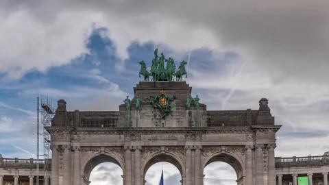 Timelapse of the Cinquantenaire Arcade in Parc du Cinquantenaire, Brussels Stock Footage 308652855