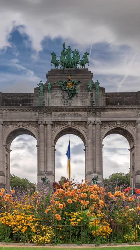 Timelapse Cinquantenaire Arcade Parc du Cinquantenaire Brussels Vídeo Stock 322016136