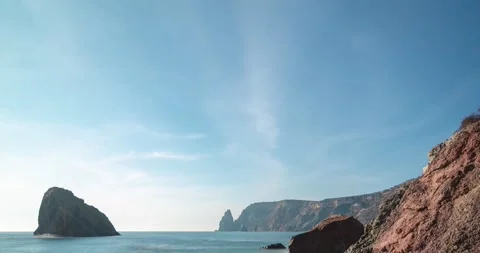 Timelapse of Cirrostratus clouds, moving through the sky at different heights Stock Footage 146024620