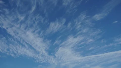 Timelapse of Cirrus Clouds Moving Across a Blue Sky Stock Footage 316325325