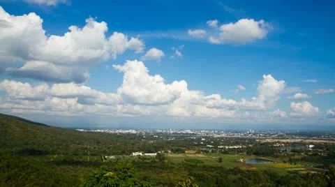Timelapse City and mountain with sky Stock Footage 21849633