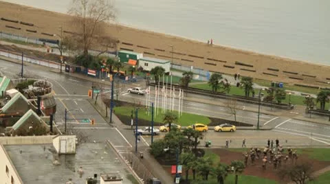 Timelapse of city intersection, beach and ocean Stock Footage 10750678