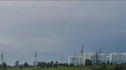 TimeLapse. City landscape. The setting sun, beautiful clouds, against the Stock-Footage 93947729