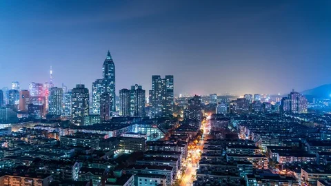 Timelapse of city at night time Video stock 128589377