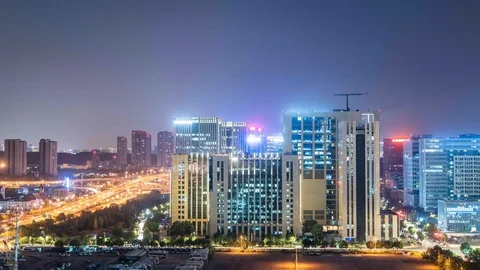 Timelapse of city at night time Stock-Footage 128589608