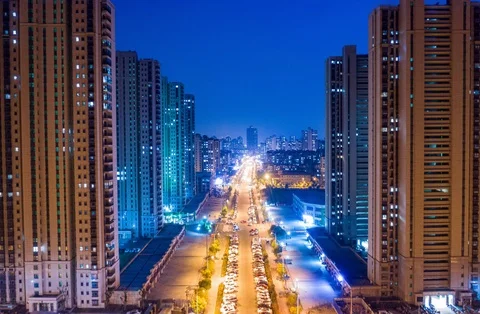 Timelapse of city at night time Stock Footage 128589795