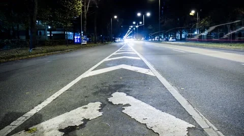 Timelapse City Night on a two way street. Stock Footage 54581909