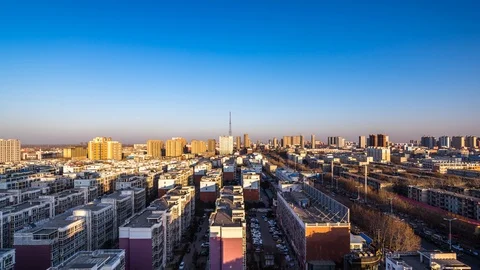 Timelapse of city skyline during sunset Stock Footage 89433238