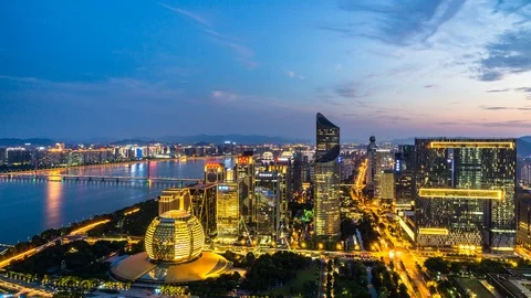 Timelapse of city skyline Stock Footage 91675223