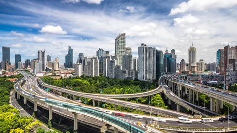 Timelapse of city skyline Stock Footage 92293366