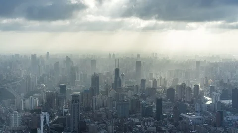 Timelapse of city skyline in shanghai Stock Footage