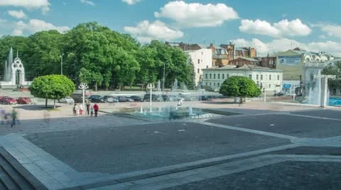 Timelapse of the city square in motion Stock Footage 12590579