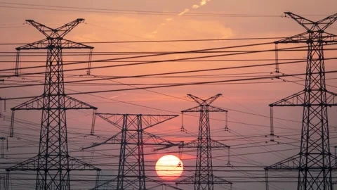 Timelapse of city sunset with clouds and light rail Stock Footage 304219549