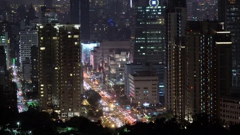 Timelapse of city of Taipie at night Stock Footage