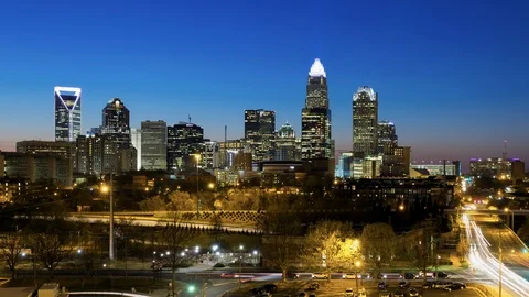 Timelapse of City Transitioning From Day to Night Stock Footage