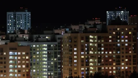 Timelapse of city, windows lights Video stock 130849277