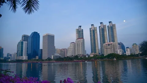 Timelapse Cityscape with in twilight time panoramic capital city with city li Stock Footage 111351409