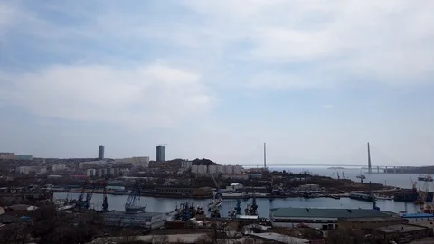 Timelapse cityscape with a view of the Russian bridge. Stock-Footage 128162538