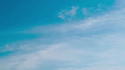 Timelapse Clear Blue Turquoise Sunny Azure Sky with Light Pink Feather Light Clo Stock Footage 202537103