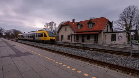 Timelapse clip of a local diesel train in Denmark Stock Footage 333909820