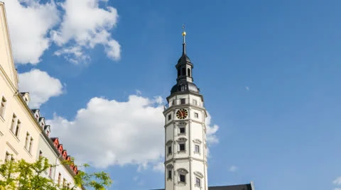 Timelapse from the Clock of City Hall in Gera Stock Footage 25600718