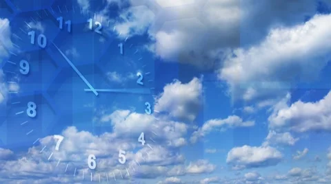 Timelapse clock on sky background loop Stock Footage 8536851