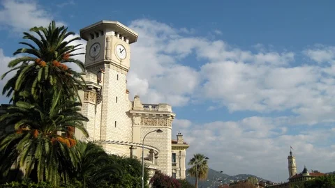 Timelapse of the Clock Tower of Lycee Massena in Nice Stock Footage 108620263