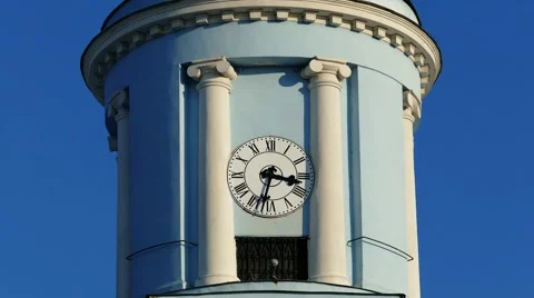 Timelapse   the clock on the tower of the Old Cathedral. Stock Footage 59795196