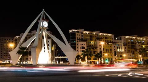 Timelapse Of Clock Tower Roundabout In Deira Stock Footage 65935613