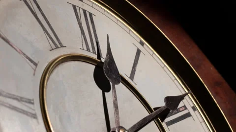 TIMELAPSE, CLOSE UP, an antique clock with roman numerals Stock Footage 145750759