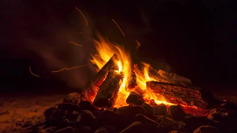 Timelapse Close Up of a Beach Fire Vídeos de archivo 159954806