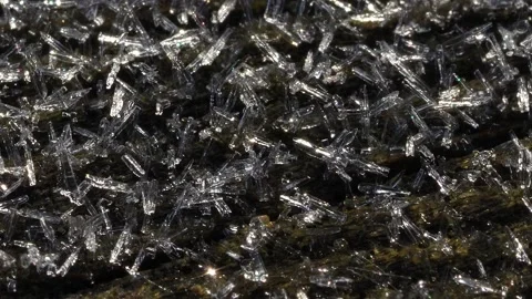 Timelapse close-up of frost crystals melting in the morning sun Stock Footage