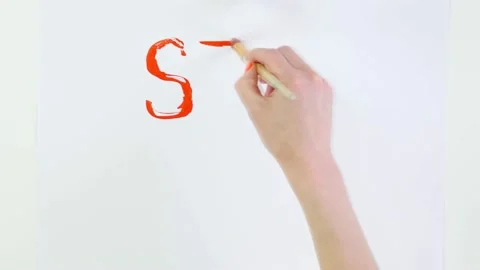 Timelapse. close-up, hand writes slogan - Stop killing - with brush, using red Stock Footage 132004725