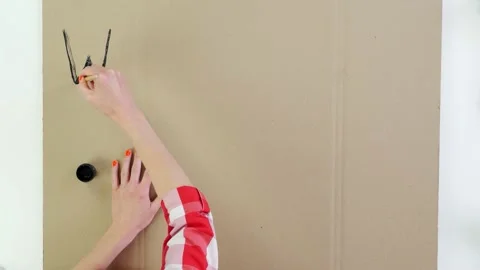 Timelapse. close-up, hand writes slogan, with brush, using black paint on Stock Footage 132005828